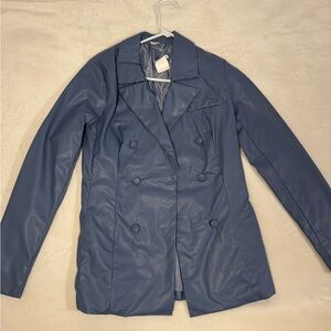 Blue leather blazer